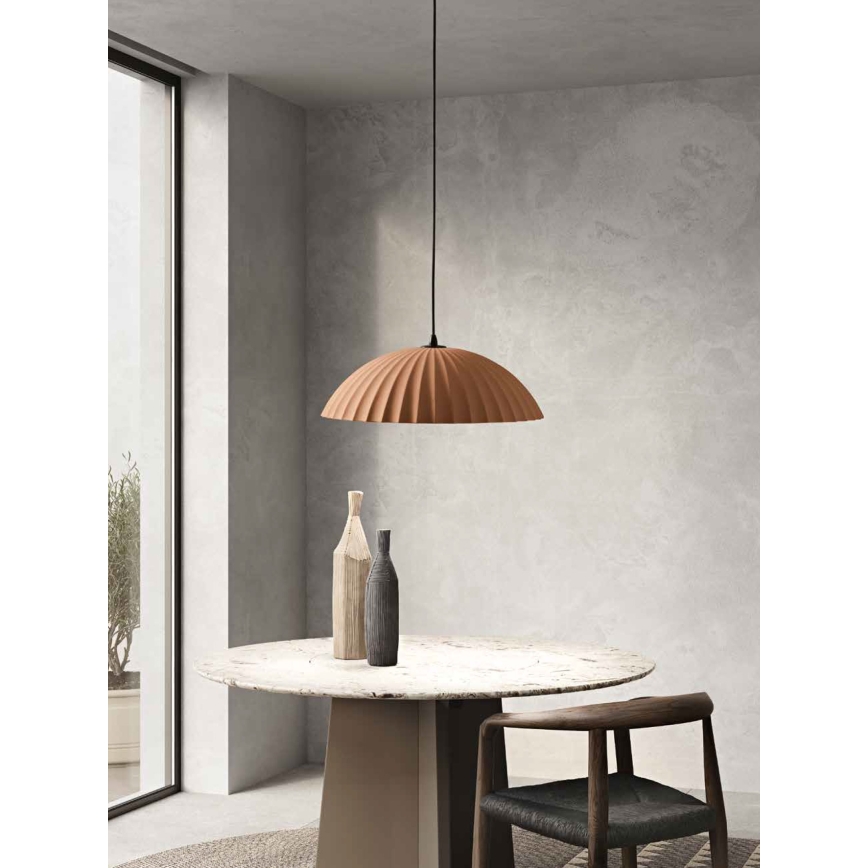 Ondaluce - Pendelleuchte an Kabel RUSTIC 1xE27/15W/230V Ø 50 cm Betonoptik/Braun