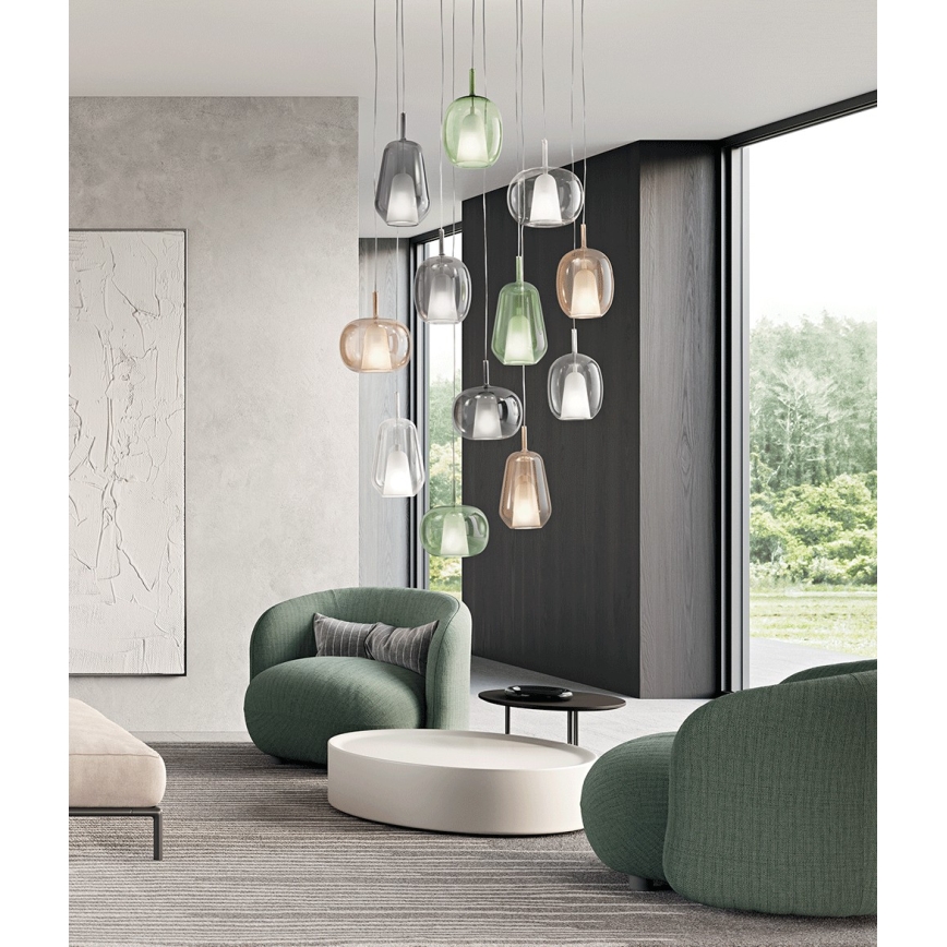 Ondaluce - Pendelleuchte an Kabel THELMA 1xE27/15W/230V Ø 19,5 cm Gold/rauchiges Beige