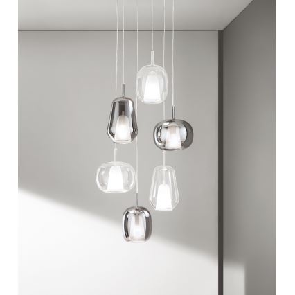 Ondaluce - Pendelleuchte mit Kabel THELMA 3xE27/15W/230V Ø 19,5 cm gold/klarglas