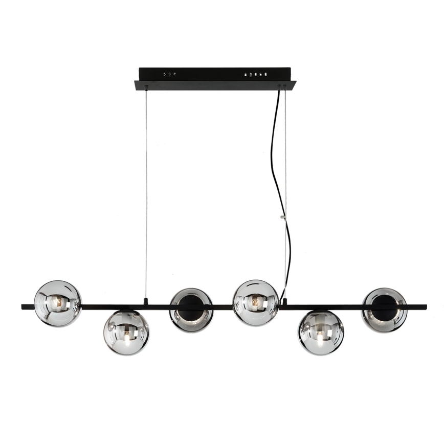 Ondaluce - Pendelleuchte MONILE mit Kabelaufhängung 6xE14/10W/230V schwarz/rauchschwarz