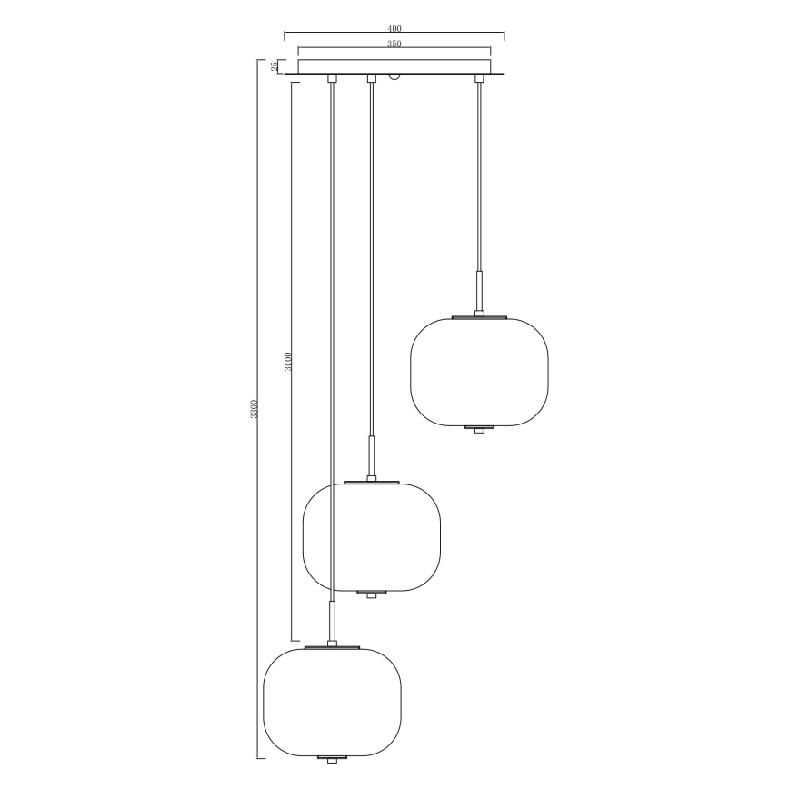 Ondaluce - Pendelleuchte an Kabel ODETTE, 3xE14/10W/230V, Ø 43 cm, gold/rauchfarben, mehrfarbig