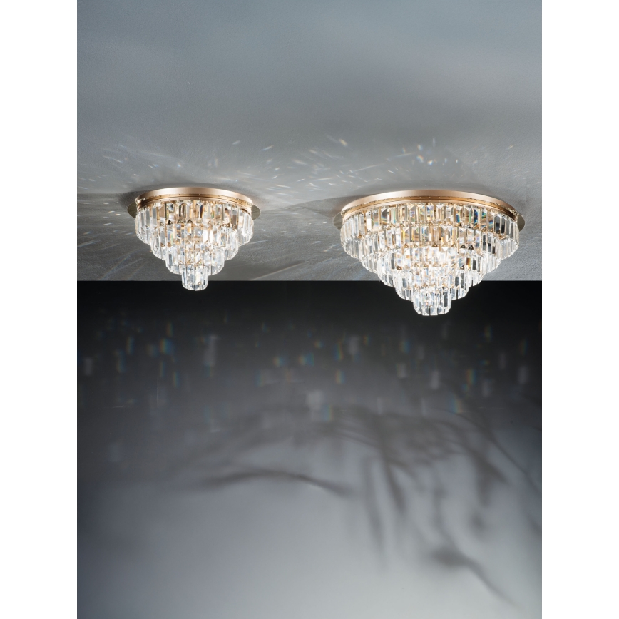 Ondaluce - Plafoniera in cristallo CASTLE 12xG9/7W/230V Ø 60 cm oro