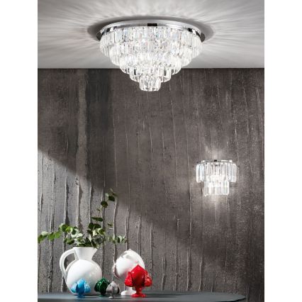 Ondaluce - Plafonnier en cristal CASTLE, 12xG9/7W/230V, Ø 60 cm, chrome brillant
