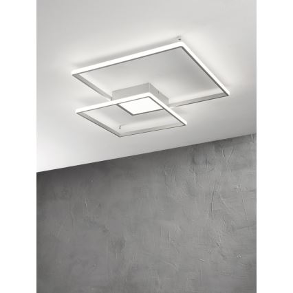Ondaluce - Plafonnier LED dimmable DOWEL LED/46W/230V 55x55 cm argenté