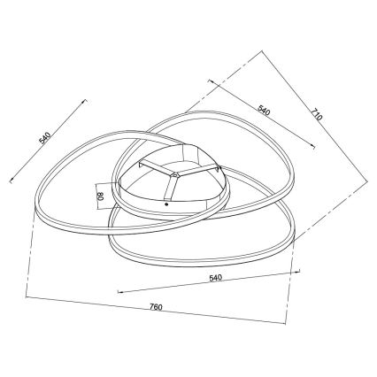 Ondaluce - Plafonnier LED dimmable ROSE LED/80W/230V 71x76 cm doré