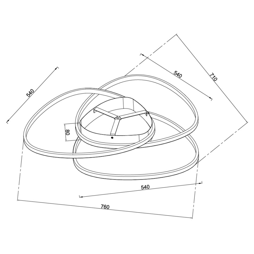 Ondaluce - Plafonnier LED dimmable ROSE LED/80W/230V 71x76 cm doré