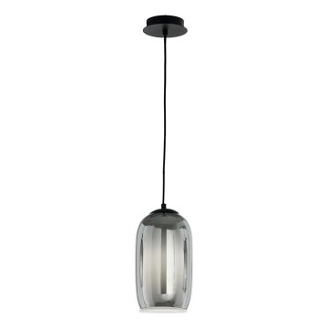 Ondaluce - Suspension sur câble BONNIE 1xE27/15W/230V Ø 15,5 cm noir/noir fumé