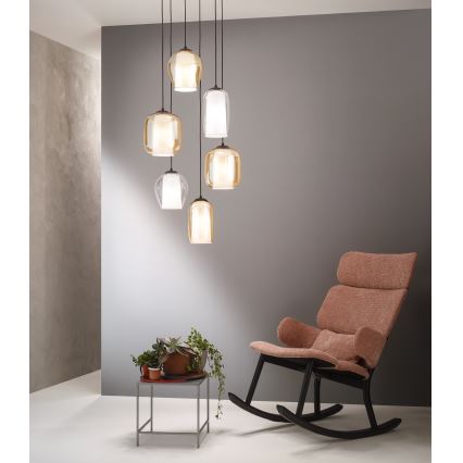 Ondaluce - Suspension sur câble BONNIE 1xE27/15W/230V Ø 15 cm, beige fumé