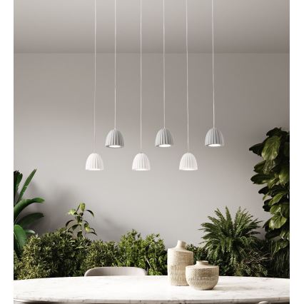 Ondaluce - Suspension sur câble CONCRETE 1xGU10/7,5W/230V Ø 10,5 cm béton/blanc