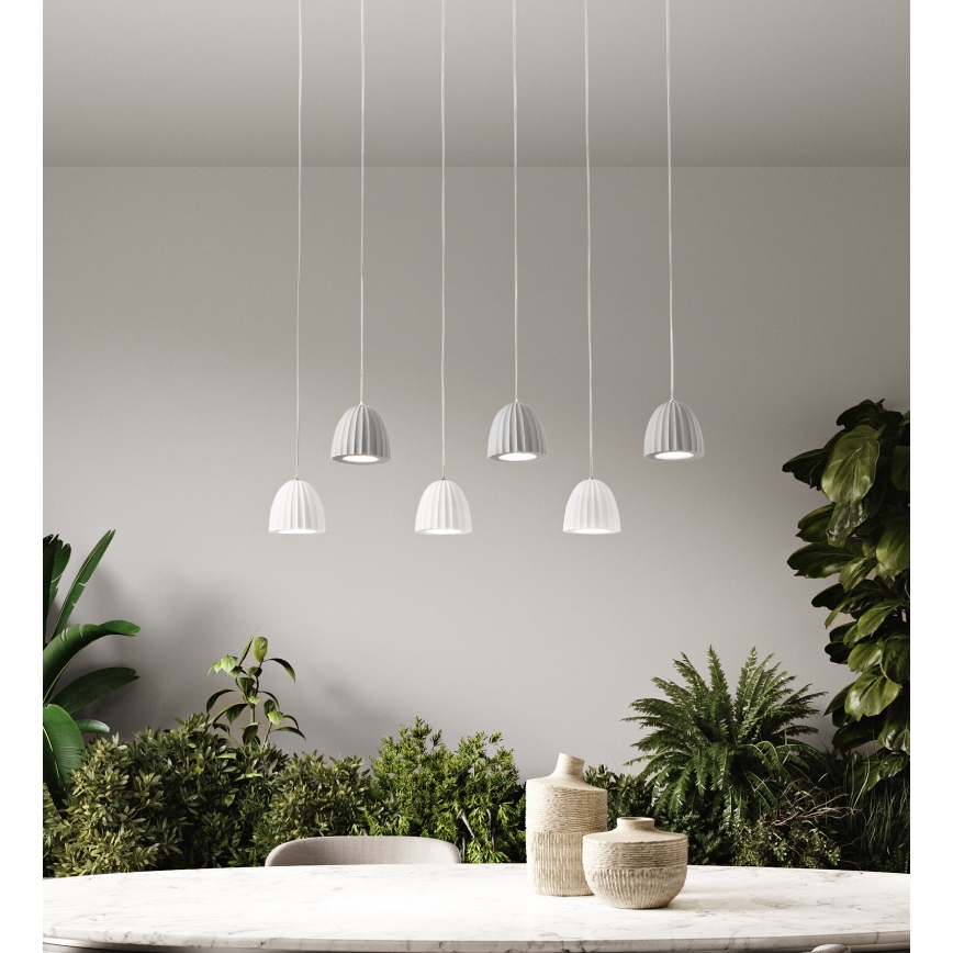 Ondaluce - Suspension sur câble CONCRETE 1xGU10/7,5W/230V Ø 10,5 cm béton/blanc