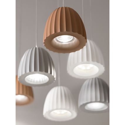 Ondaluce - Suspension sur câble CONCRETE 1xGU10/7,5W/230V Ø 10,5 cm béton/blanc