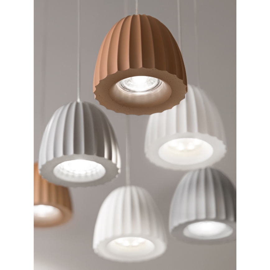 Ondaluce - Suspension sur câble CONCRETE 1xGU10/7,5W/230V Ø 10,5 cm béton/blanc