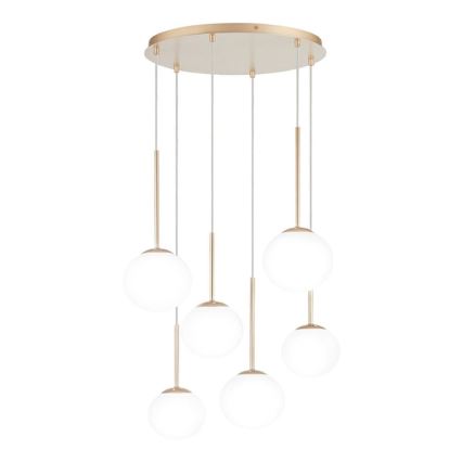Ondaluce - Suspension sur câble JEWEL 6xE14/10W/230V Ø 55 cm doré/blanc