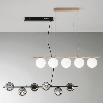 Ondaluce - Suspension sur câble MONILE 5xE14/10W/230V doré/blanc