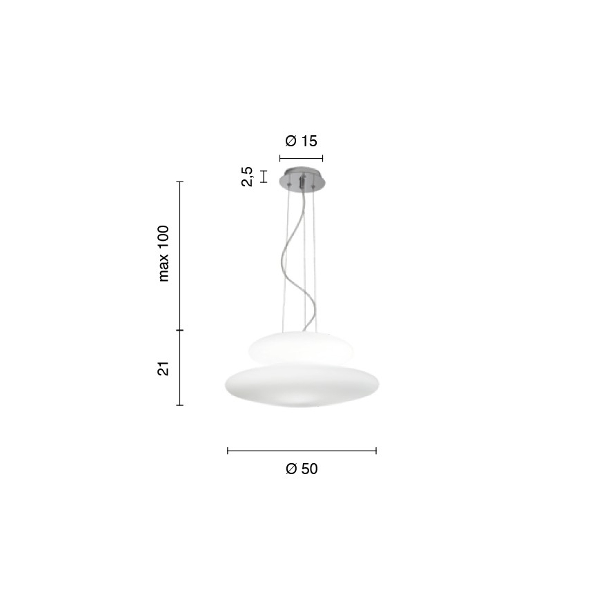 Ondaluce - Suspension sur câble PAGODA 3xE27/15W/230V + 2xE27/15W Ø 50 cm blanche