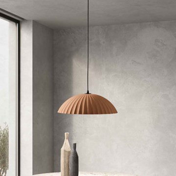 Ondaluce - Suspension sur câble RUSTIC 1xE27/15W/230V Ø 50 cm béton/marron