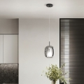 Ondaluce - Suspension sur câble THELMA 1xE27/15W/230V Ø 19,5 cm noir/gris fumé