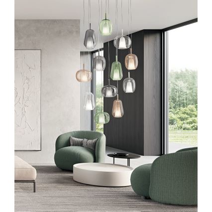 Ondaluce - Suspension sur câble THELMA 1xE27/15W/230V Ø 19,5 cm noir/gris fumé