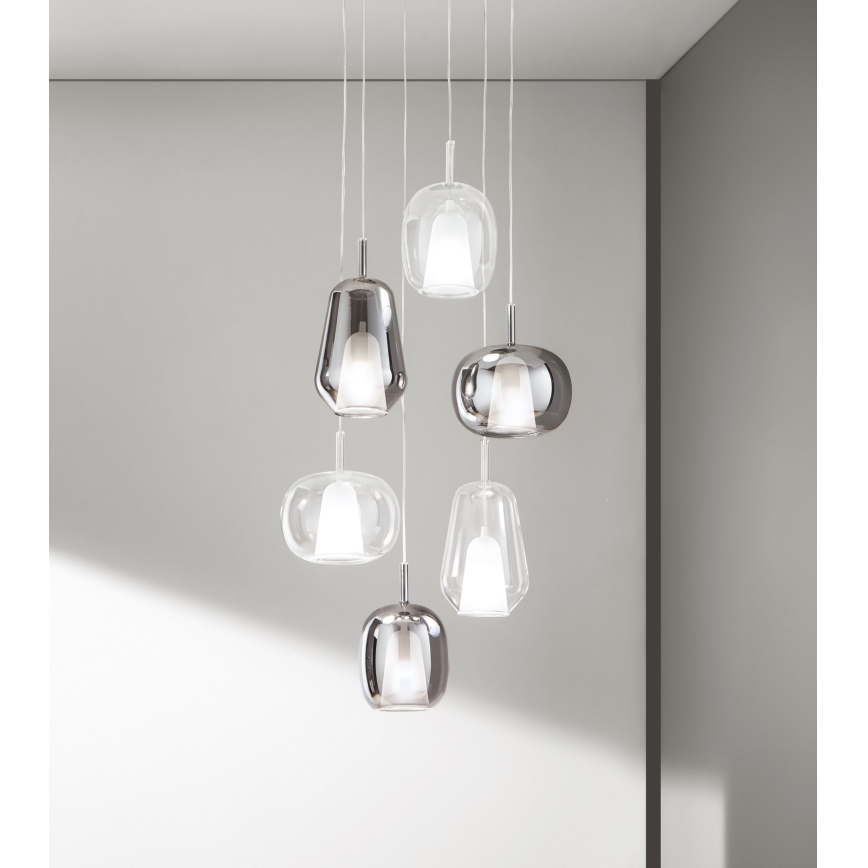 Ondaluce - Suspension sur câble THELMA 1xE27/15W/230V Ø 19,5 cm noir/gris fumé