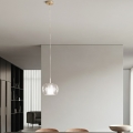 Ondaluce - Suspension sur câble THELMA 1xE27/15W/230V Ø 25 cm doré/transparent