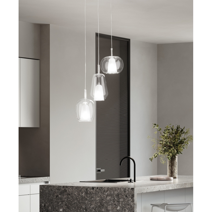 Ondaluce - Suspension sur câble THELMA 2xE27/15W/230V transparente