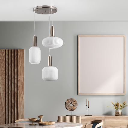 ONLI - Hängeleuchte an Kabel DOROTY 3xE27/15W/230V weiß/glänzender Chrom