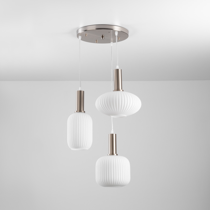 ONLI - Hängeleuchte an Kabel DOROTY 3xE27/15W/230V weiß/glänzender Chrom