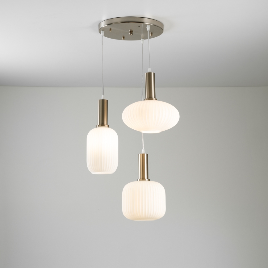 ONLI - Hängeleuchte an Kabel DOROTY 3xE27/15W/230V weiß/glänzender Chrom