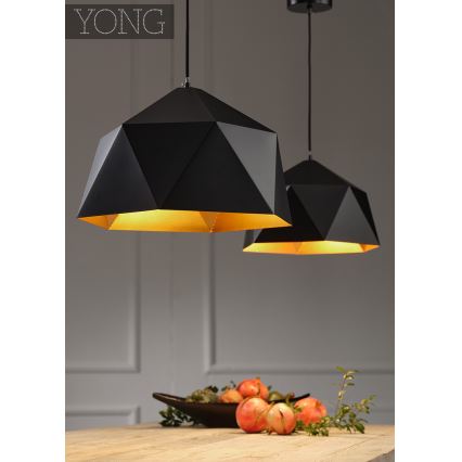 ONLI - Hängeleuchte an Schnur YONG 1xE27/22W/230V schwarz d 46 cm