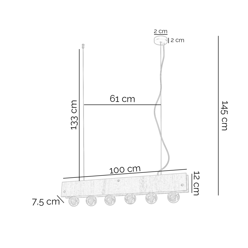 ONLI - Hängeleuchte ARGO 6xE27/22W/230V grau