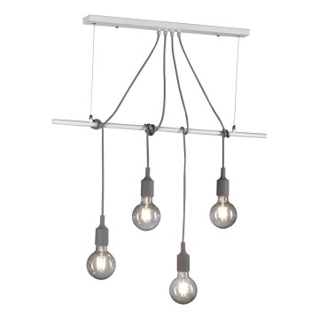 ONLI - Hängeleuchte WIRE 4xE27/15W/230V grau/weiß