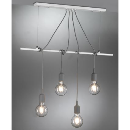 ONLI - Hängeleuchte WIRE 4xE27/15W/230V grau/weiß