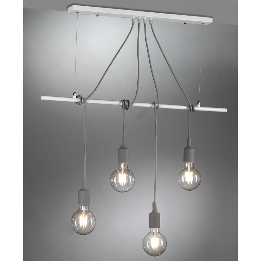 ONLI - Hängeleuchte WIRE 4xE27/15W/230V grau/weiß