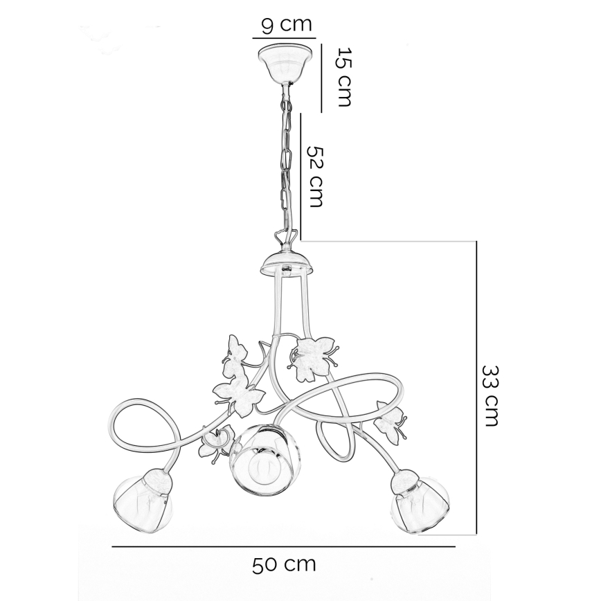 ONLI - Kinder-Hängelampe BUTTERFLY 3xE14/6W/230V