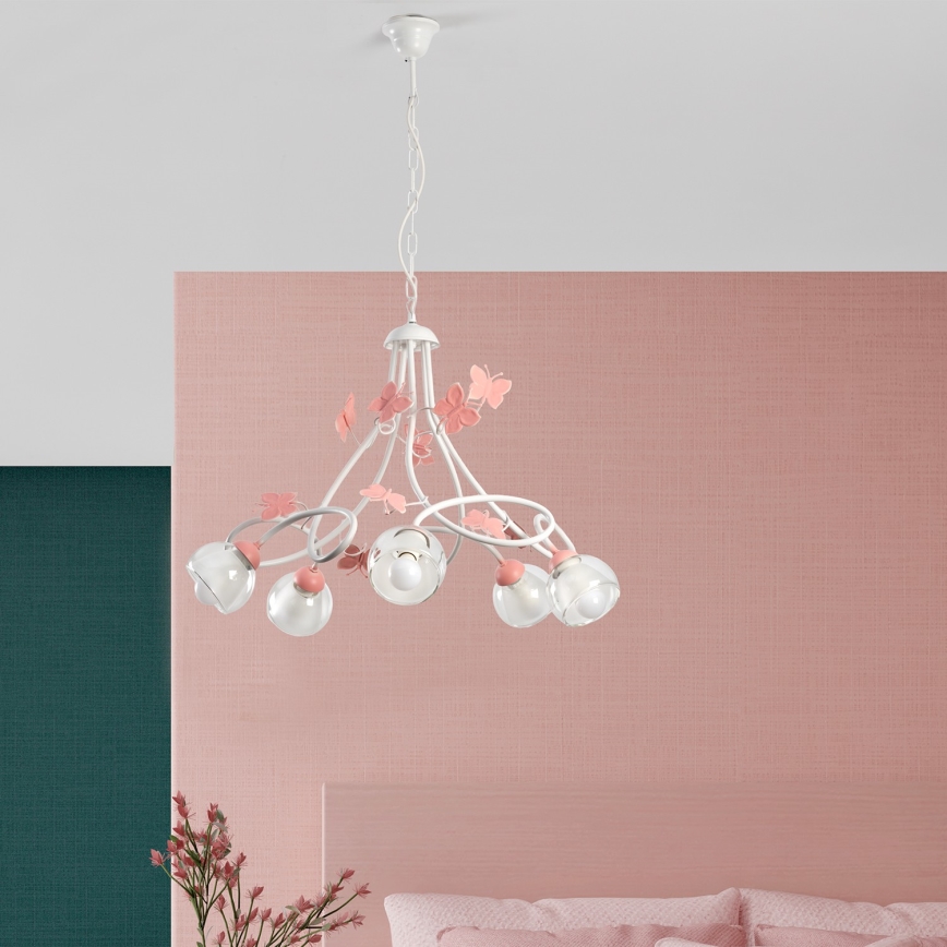 ONLI - Kinder-Hängelampe BUTTERFLY 5xE14/6W/230V