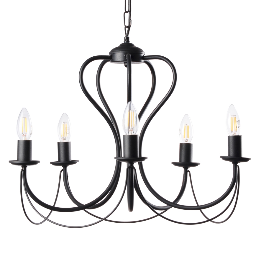 ONLI - Kronleuchter an Kette CANDELA 5xE14/6W/230V schwarz