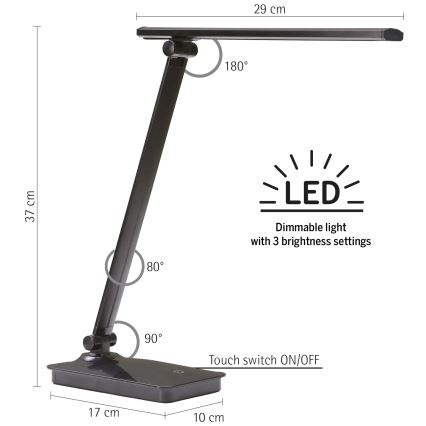 ONLI - Lampada da tavolo LED dimmerabile con porta USB DESKI LED/7W/230V 4000K nero