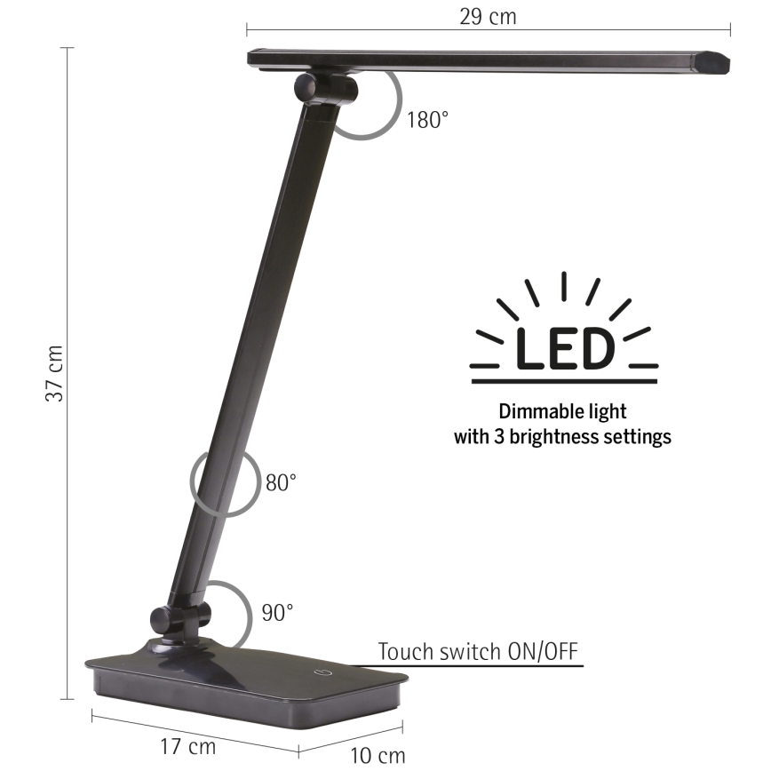 ONLI - Lampada da tavolo LED dimmerabile con porta USB DESKI LED/7W/230V 4000K nero