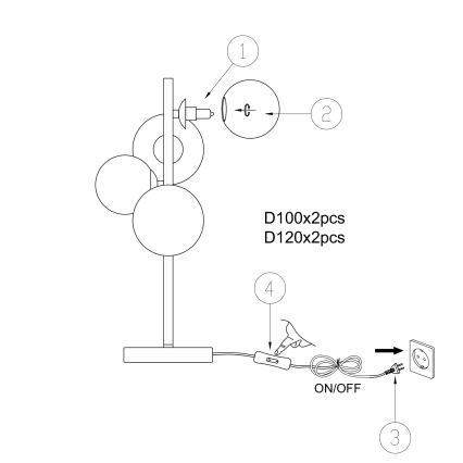 ONLI - Lampada da tavolo PALOMA 4xG9/10W/230V 48 cm oro