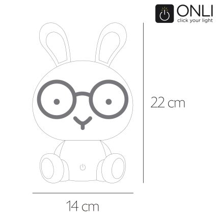 ONLI - Lampada da notte LED dimmerabile per bambini PUPPIES LED/3W/230V 22 cm coniglietto/blu