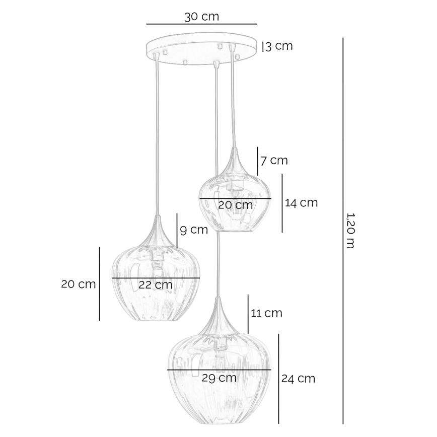 ONLI - Lampadario a cavo ELIDE 3xE27/15W/230V nero/rame
