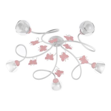 ONLI - Lampadario a plafone per bambini BUTTERFLY 5xE14/6W/230V