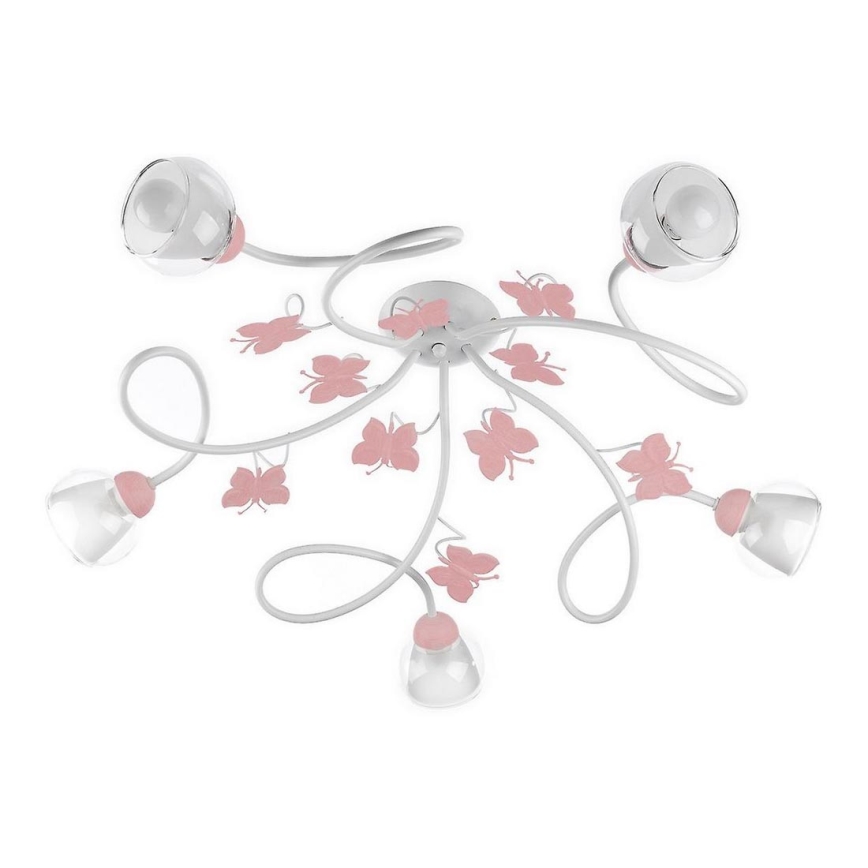 ONLI - Lampadario a plafone per bambini BUTTERFLY 5xE14/6W/230V