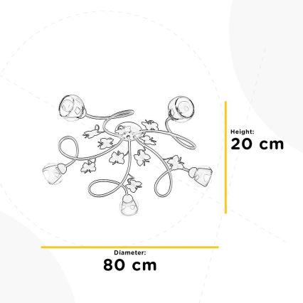 ONLI - Lampadario a plafone per bambini BUTTERFLY 5xE14/6W/230V