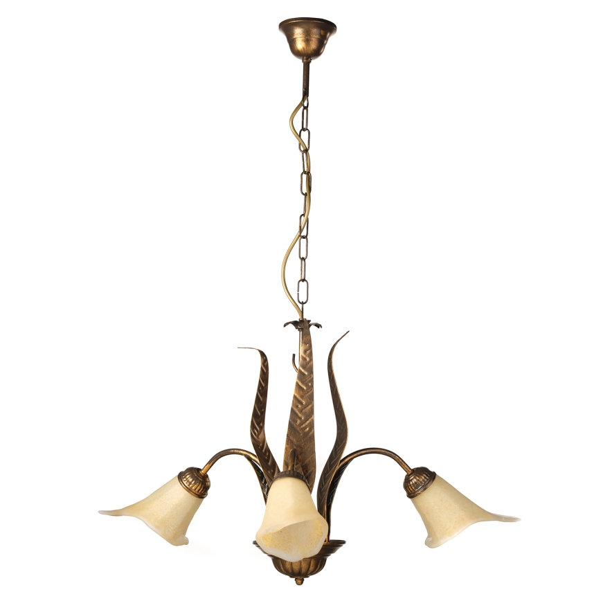 ONLI - Lampadario a sospensione con catena ALGA 3xE14/6W/230V bronzo
