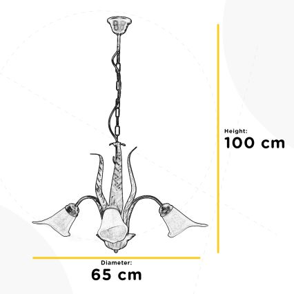 ONLI - Lampadario a sospensione con catena ALGA 3xE14/6W/230V bronzo