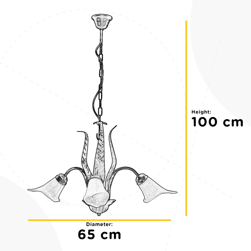 ONLI - Lampadario a sospensione con catena ALGA 3xE14/6W/230V bronzo