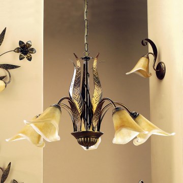 ONLI - Lampadario a sospensione con catena ALGA 5xE14/6W/230V bronzo