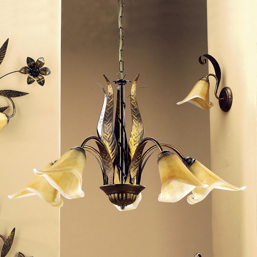 ONLI - Lampadario a sospensione con catena ALGA 5xE14/6W/230V bronzo
