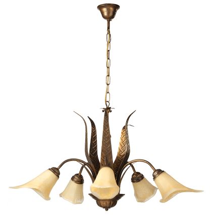 ONLI - Lampadario a sospensione con catena ALGA 5xE14/6W/230V bronzo